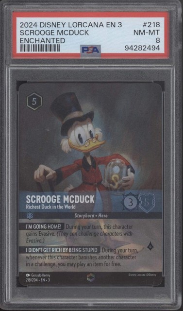 Scrooge McDuck Disney Lorcana Into the Inklands Enchanted #218 PSA 8