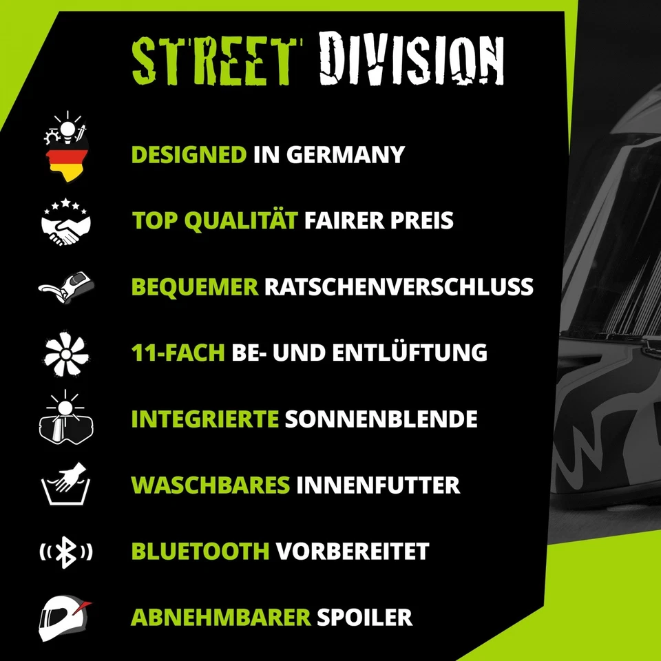 Broken Head Street Division Dark Shadow Matt Integralhelm Mit Sonnenblende - Bild 2 von 4