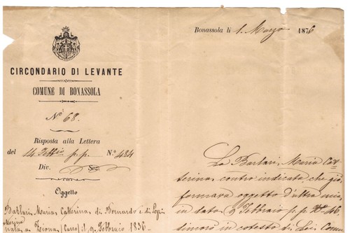 KÖNIGREICH ITALIEN - Annullierung Nummer 1253 LEVANTO auf Brief von BONASSOLA an Wagen - Bild 5 von 5