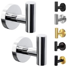 2 PCS Towel Hooks Bathroom Wall Mount Matte Black Robe Holder Heavy Duty