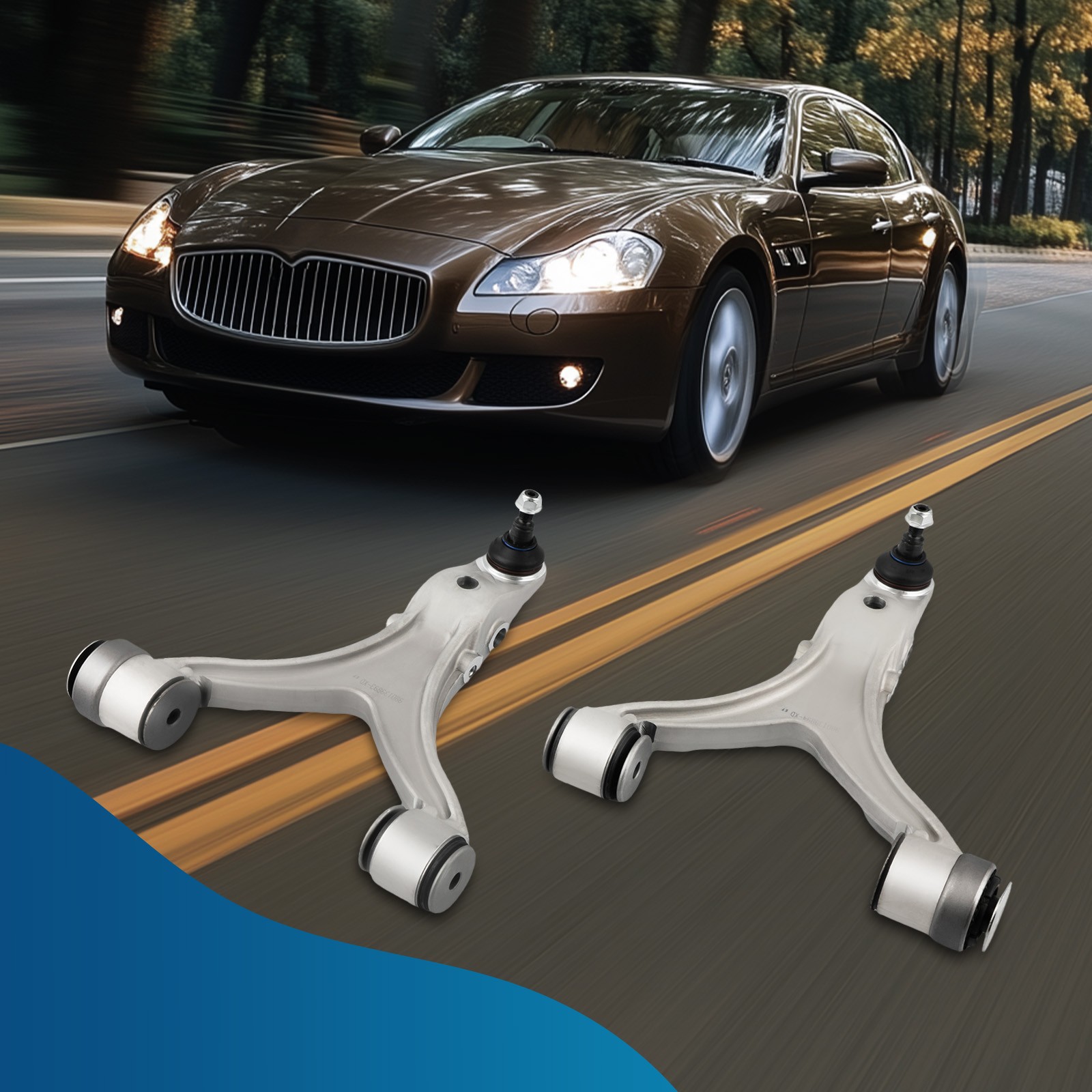 Maserati Quattroporte 2008-2013 Front Left, right Lower Control arms Pair P/N 980139892