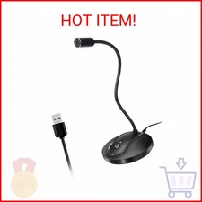 USB Microphone, 360 Degree Adjustable Gooseneck Design, Mute Button  LED Indica