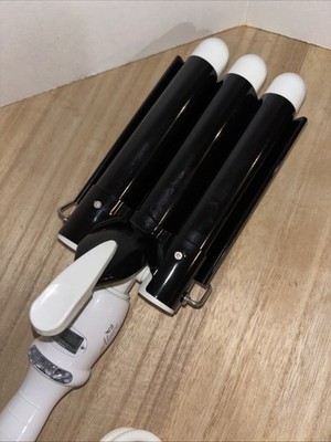 Alure Triple Barrel Hair Waver 1in Ceramic AT102W Black/White Digital Curling