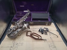 Série de saxophone soprano courbé argent York Grand Rapids vintage années 1920 #73335. MG
