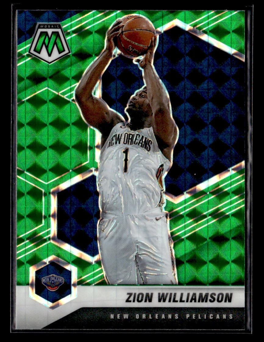 2020-21 Panini Mosaic #49 Zion Williamson Mosaic Green Card New Orleans Pelicans