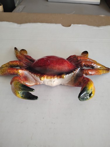 Beautiful Crab Polystone Figurine 7" Coastal Beach Marine Decor