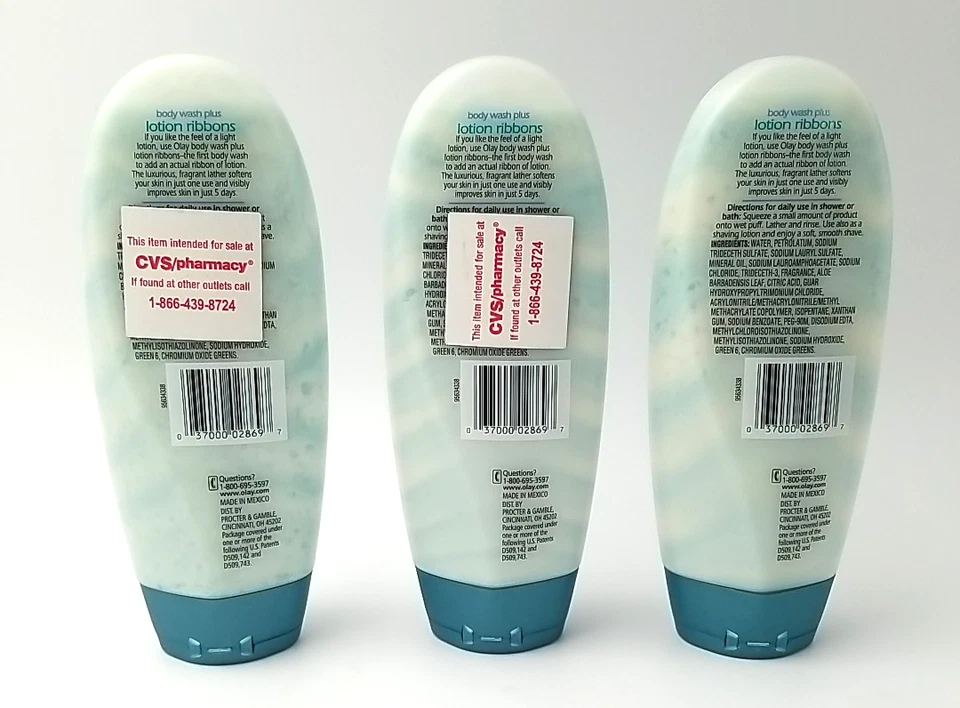 3 New Olay Body Wash plus Lotion Ribbons with Aloe Extract 10 FL OZ RARE HTF - Image 2 of 4