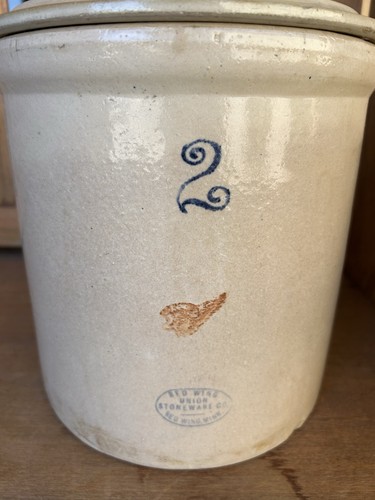 2 Gallon Petal Red Wing Stoneware Crock Cover (Lid) - Picture 2 of 16