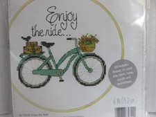 Dimensions Cross Stitch Kit with bike "Enjoy the ride " with hoop, new