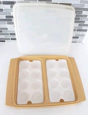 Tupperware Deviled Egg Keeper Carrier With Trays Vintage Harvest Gold 