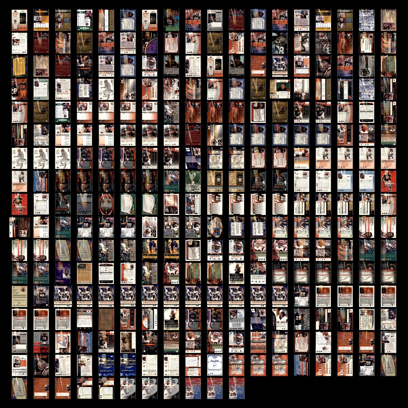Huge Corey Dillon 300 Card Football Lot Rookies Inserts Bengals RC Collection+++