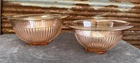 Vintage Federal Ribbed PinkDepression Glass Swirl Pillar Rolled Rim Bowl