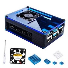 Raspberry Pi 4 Case with Fan Cooling , 4 Pcs Aluminum Heat Sinks , Case for
