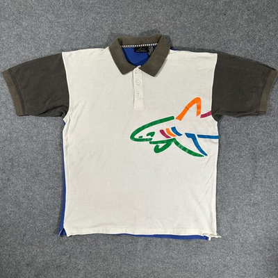 #ad Vintage Greg Norman Colorblock Golf Polo Shirt Shark Logo 90s Size Mens XL $43.20