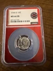 1944-D Mercury Silver Dime NGC MS66 FB Full Bands Bright White NR