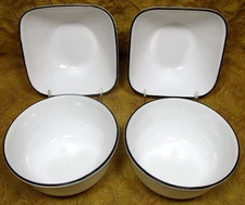 Corelle USA SIMPLE LINES 2 super (large) soup/cereal bowls & 2 square bowls