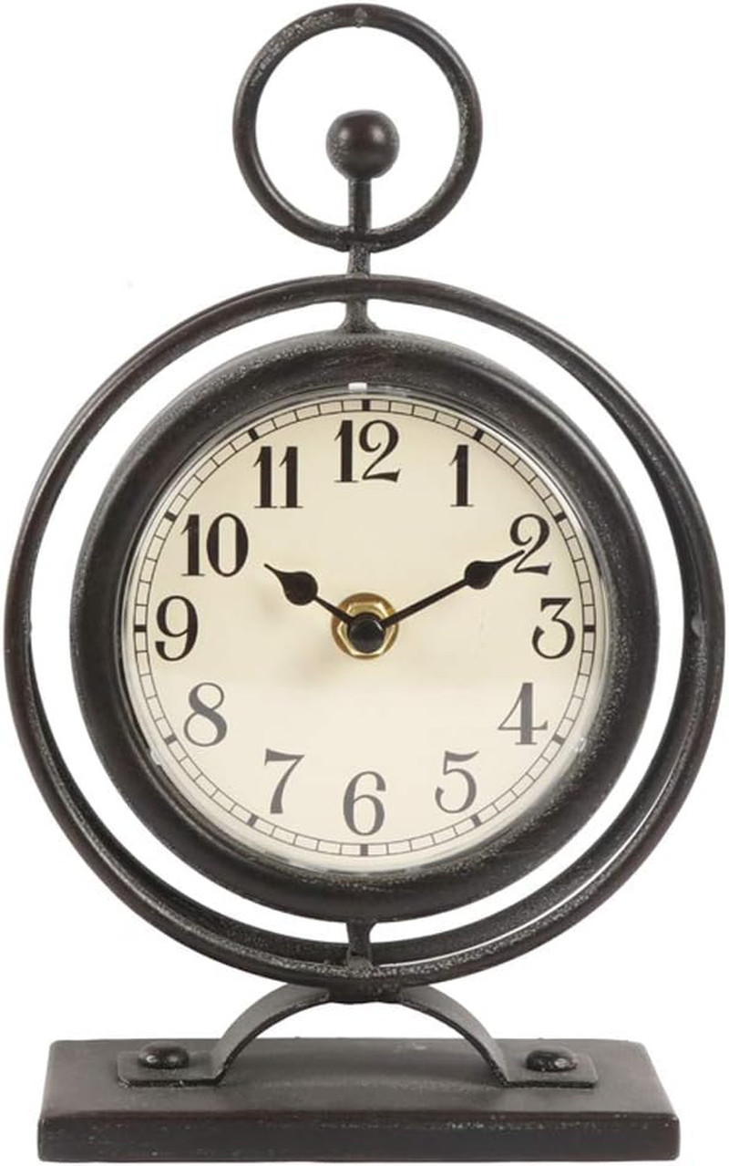 Small Vintage Metal Desk Clock, Decorative Table Clock for L