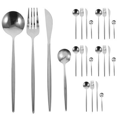  6 Sets Stainless Steel Dinnerware Steak and Western Reusable Food Utensil Forks