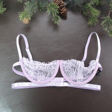 Victoria's Secret Bra M Purple Lace Sheer Underwire Adjustable Straps Clasp Back