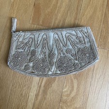 Vtg 1940 s Pearl Beaded Clutch Evening Bag Purse Japan Zippered Closure