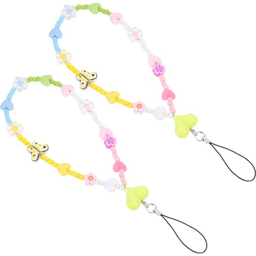 2 Pcs Mobile Phone Chain Miss Beaded Lanyard Hanging Charm Strap - Zdjęcie 2 z 12