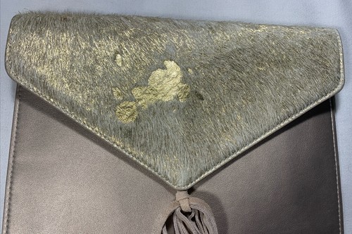 Street Level Handtasche Gr. S gold/beige Pferd Haar Clutch - Bild 2 von 5