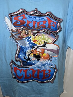 Looney Tunes Surf Club Graphic T-Shirt XL Brand New w/Tags Blue 1 