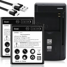 2x 3770mAh battery Desktop Universal Charger USB Cable for Motorola Moto E5 Play