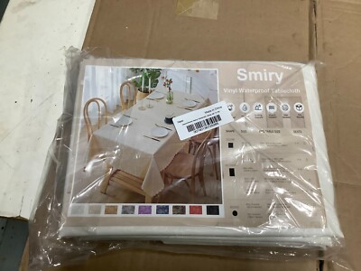 Smiry Waterproof Vinyl Tablecloth Rectangle Heavy Duty Table Cloth WHITE 60X120