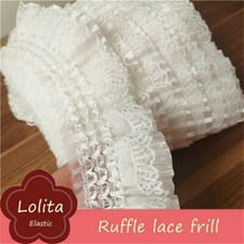 Pizzo Tessuto Orlo Increspatura Bordatura Plissettato Volant Cucito Elastico Fai