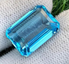 Stunning Santa Maria Blue Emerald Cut Aquamarine 15 Ct Natural Loose Gemstone