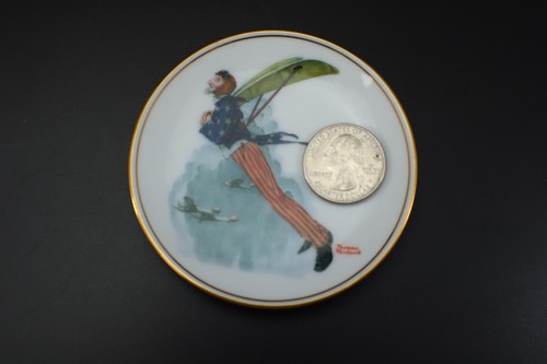 Norman Rockwell Collector Plate UNCLE SAM TAKES WINGS Mini Porcelain 1983 Vtg