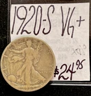 1920-S Liberty Walking Half Dollar Silver Coin (VG+) Very Good Condition. ENN