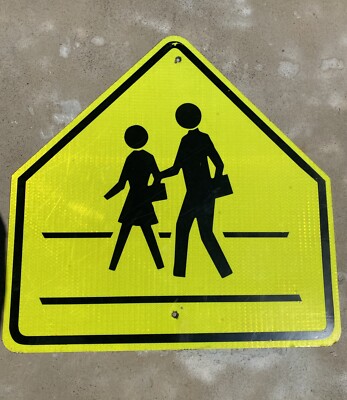 Retired Yellow School Zone Pentagon Street Sign | eBay