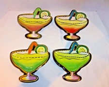 4 Clay Art Ceramic 8" Salsa Sauce Bowls Margarita Glass Shape