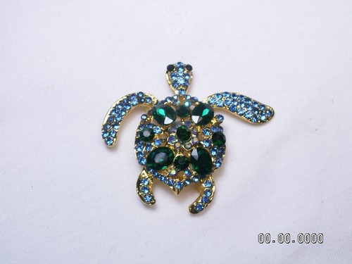 Ton Doré, Cristaux Mer Tortue Broche - Photo 3 sur 7