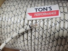 7mm Cloth Spark plug wire White with black tracers 25 feet woven copper core