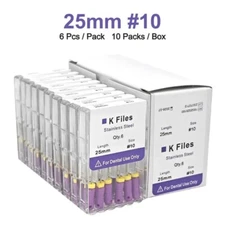Dental K files Endo Root Canal file K-FILES 25mm Stainless Hand Use #6/8/10/6-40