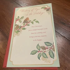 Christmas Card by American Greetings Thinking Of You At The Holidays  5 X 8