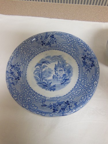 Blue & White Handleless Staffordshire Cup and Saucer by Meir & Sons - Photo 7/7