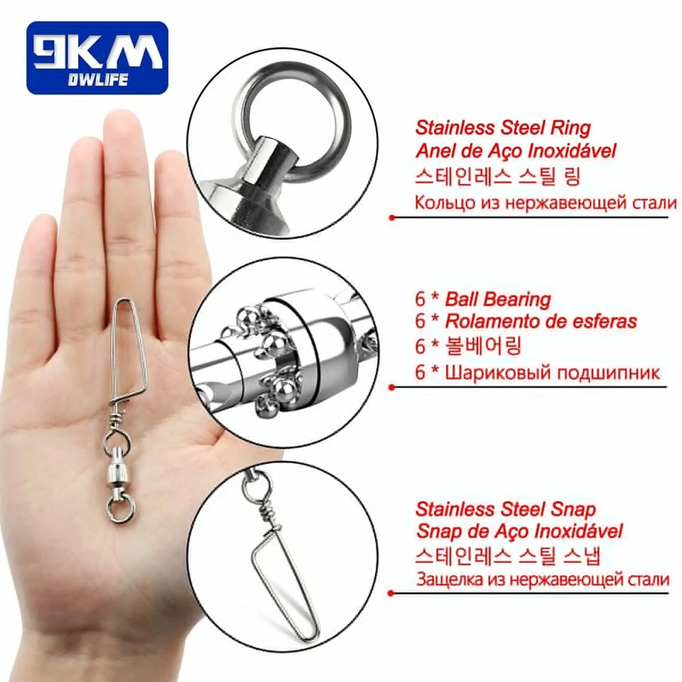 20~50Pcs Ball Bearing Fishing Swivel Coastlock Snap Stainless Trolling Connector - Image 3 of 4