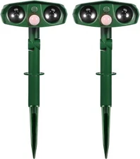 2-Piece Outdoor Solar Ultrasonic Animal Repeller Set