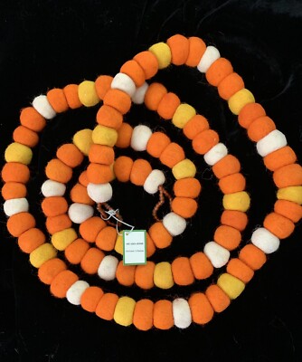 Arcadia Home Holiday Heirlooms Halloween Tree Garland 100% Hand Felted Wool 7ft