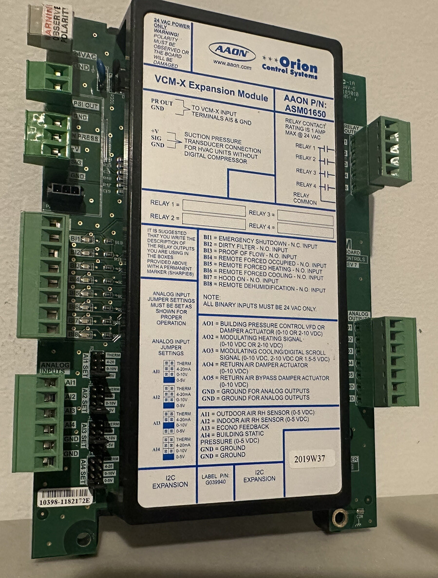 AAON Wattmaster Orion ASM01650 VCM-X VCMX E-BUS Controller