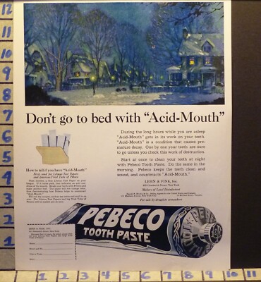 1922 PEBECO TOOTH PASTE DENTAL HYGIENE DENTIST TEETH BRUSH HEALTH   H57