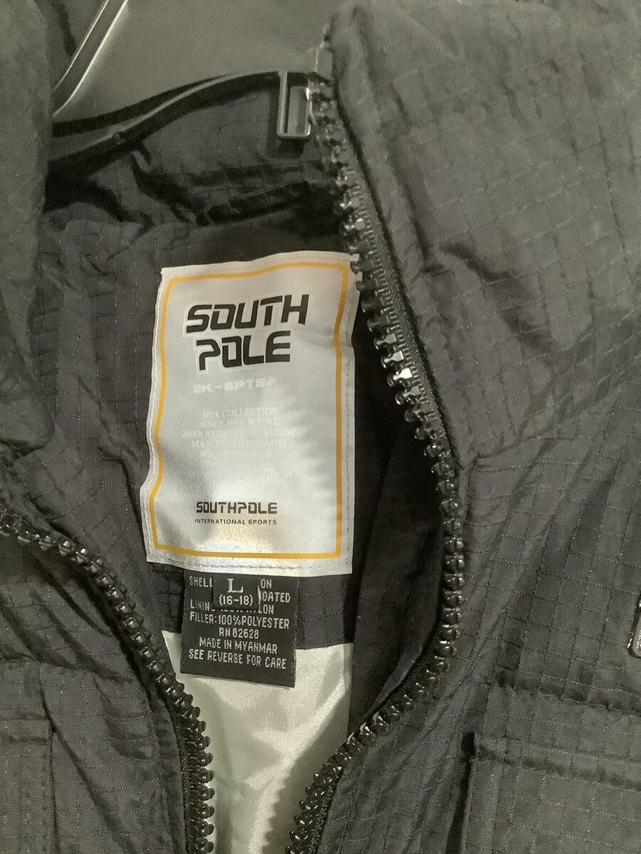 Vintage South Pole Winter Puffer Jacket Cargo Black New With Vintage South Pole Winter Puffer Jacket Cargo Black New With
