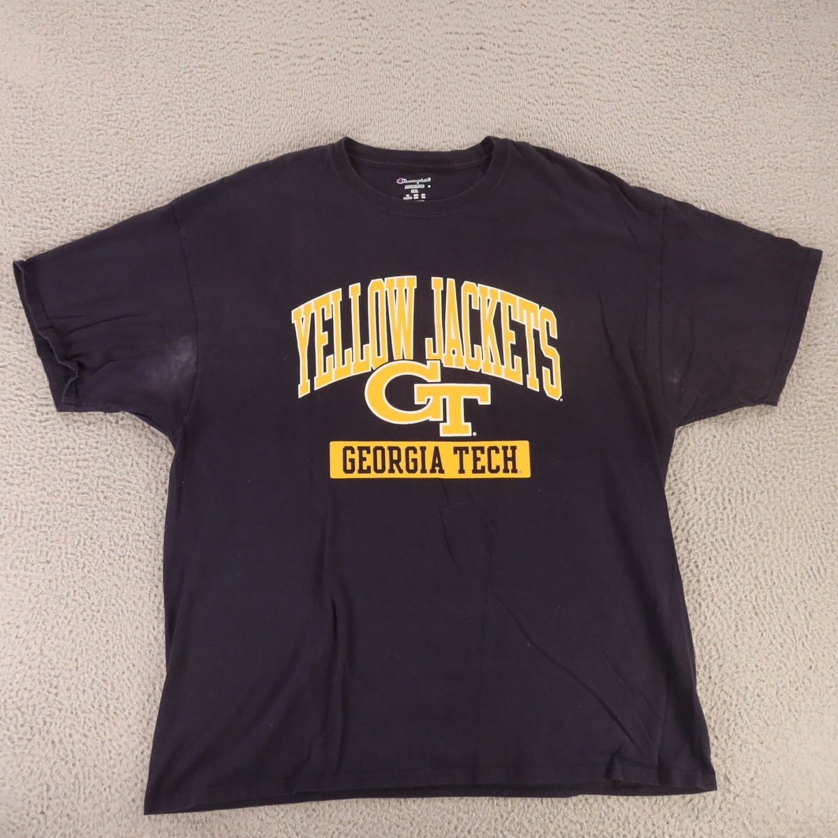 Georgia Tech Yellow Jackets Shirt Mens 2XL Blue Cotton Champion Logo Basketball