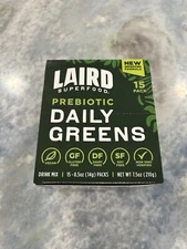 Laird Superfood - Daily Greens Prebiotic 15 Count of 0.5 Oz Pks. Total of 7.5 Oz