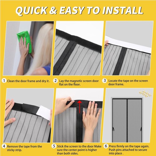 Magnetic Screen Door for 60 X 80 Inch French Door, Screen Itself Size: 62" X 81 - Picture 6 of 11