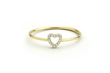 Minimal Heart Shape Engagement Ring 0.6ct Round Moissanite Yellow Gold Plated